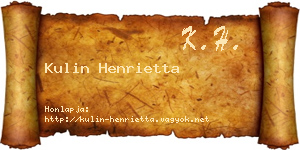 Kulin Henrietta névjegykártya